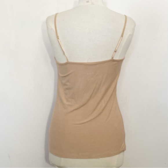 A NEW DAY NWOT lace trim ribbed rayon spandex knit tank camisole top tan L - Picture 4 of 6